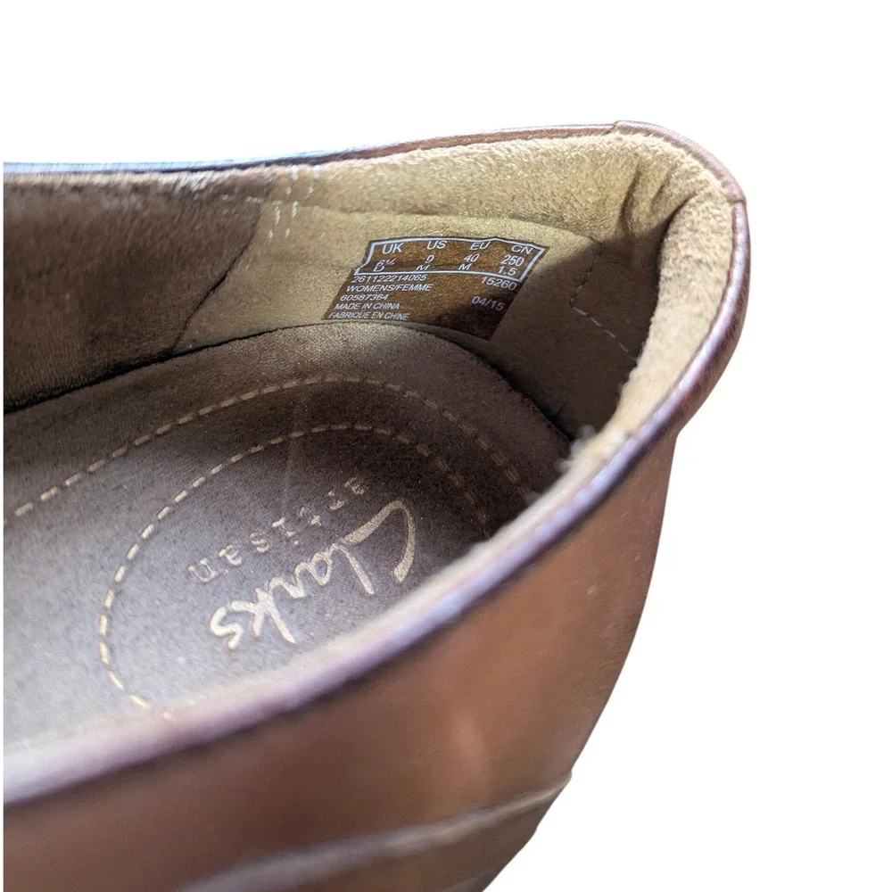 Clarks Artisan Leather Shooties Womens 9 Brown Slip On‎ Block Heel 60587364